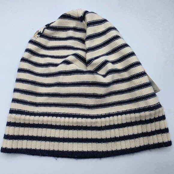 Crewcuts Girls L/XL Black Gold Striped Beanie Hat With Heart Accents Winter Warm - Picture 3 of 6